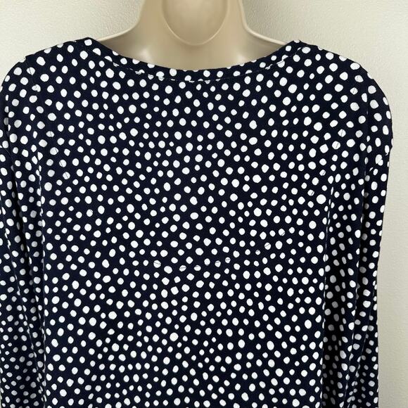 Chico's Polka Dot Everyday 3/4 Sleeve Tee Top Navy White Chico 3 US XL Nautical - Picture 5 of 10